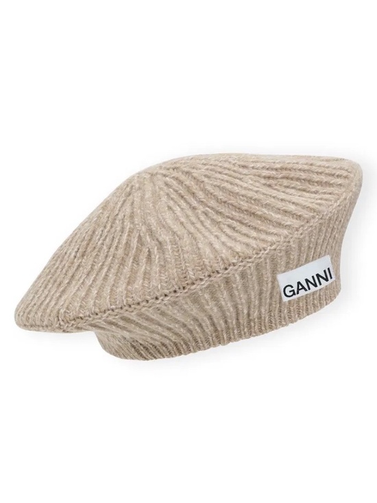 GANNI Beret Paloma Melange Brazilian Sand Beanie